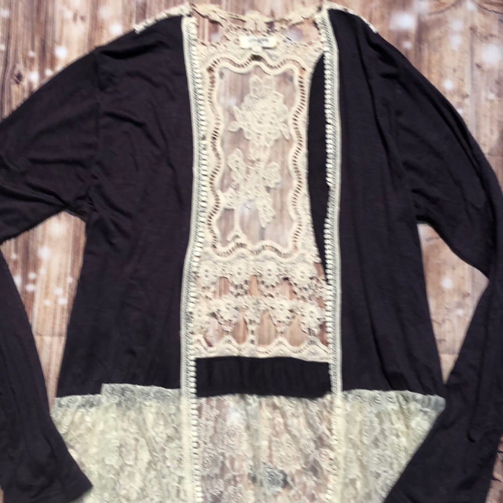 Umgee blue and cream small long cardigan - Picture 2 of 9